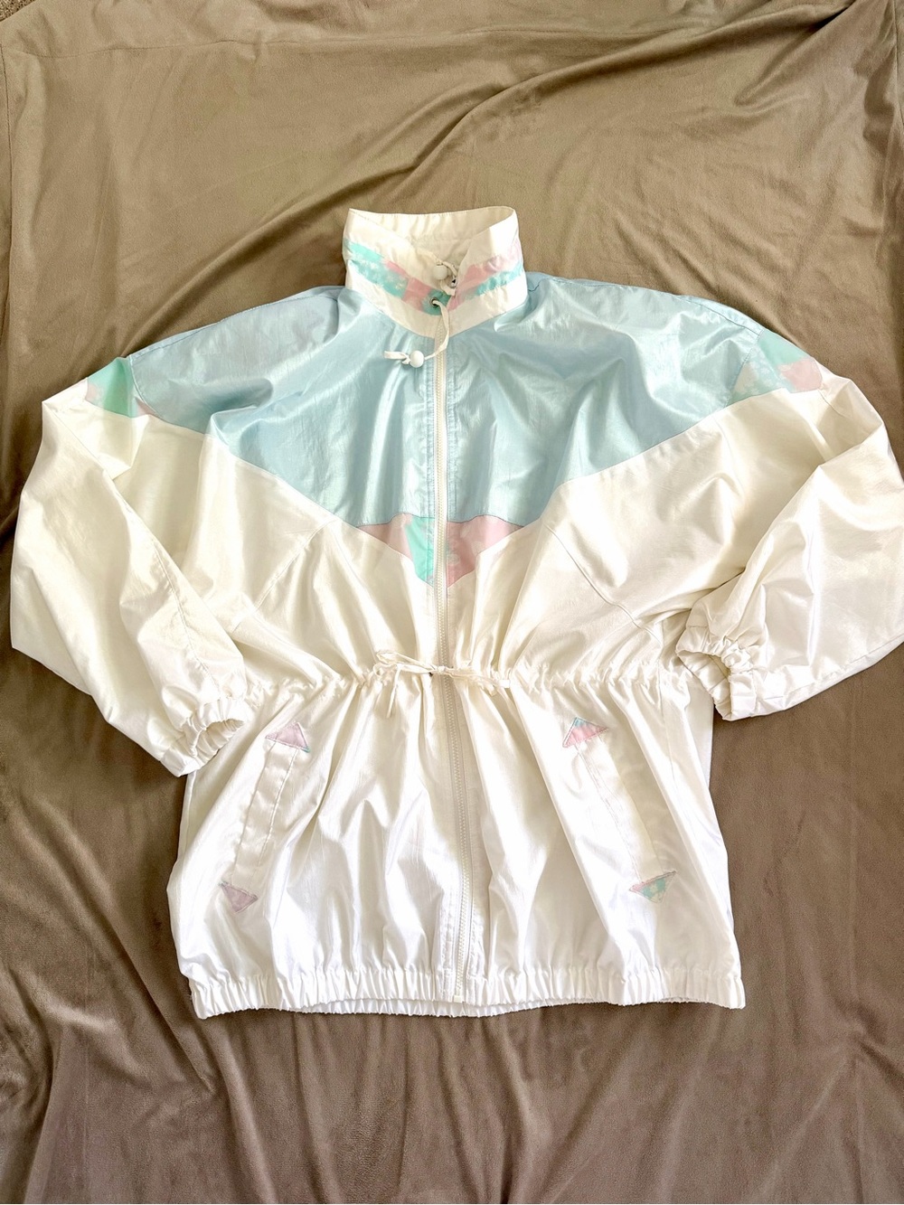 Vtg 1991 Liz Novak Pastel Colorblock Windbreaker Jacket Women's 20W Plus 90s
